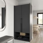 Шкаф распашной на две двери с полками и шухлядами R-0003 от Moreli (Морели) Антрацит