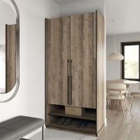 Шкаф распашной на две двери с полками R-0003 от Moreli (Морели) Белый Дуб Гранж Песочный