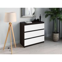 Комод со скрытыми ручками на три ящика Moreli (Морели) Т-214 Венге темный/Белый