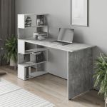 Стол компьютерный, письменный стол с полками ST-0024 от Moreli (Морели) Бетон/Белый