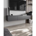 Підвісна тумба під ТВ у вітальню, TV тумба на 3 ящики, тумба під телевізор T-221 від Moreli (Морелі) Антрацит