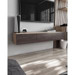 Підвісна тумба під ТВ у вітальню, TV тумба на 3 ящики, тумба під телевізор T-221 від Moreli (Морелі) Дуб Сонома/Венге