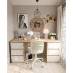 Стол компьютерный с двумя тумбами, стол письменный T-228 Дуб Сонома/Белый