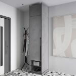 Шафа розстібна на одні двері з полицями та антресоллю R-0001 від Moreli (Морелі) Бетон Тефра