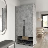 Шкаф распашной на две двери с полками и шухлядами R-0003 от Moreli (Морели) Бетон