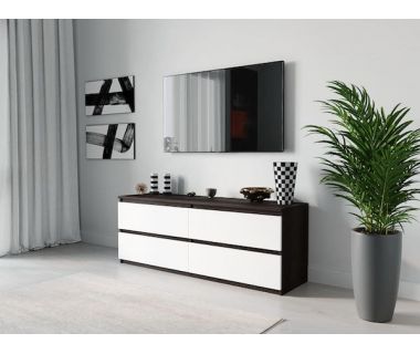 Тумба під телевізор ТВ/ТВ 4 ящики Moreli (Морелі) Т-223 Венге темний/Білий