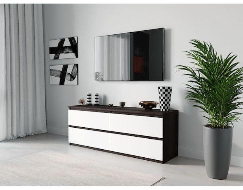 Тумба під телевізор ТВ/ТВ 4 ящики Moreli (Морелі) Т-223 Венге темний/Білий