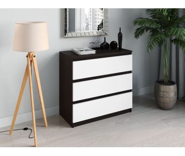 Комод со скрытыми ручками на три ящика Moreli (Морели) Т-214 Венге темный/Белый