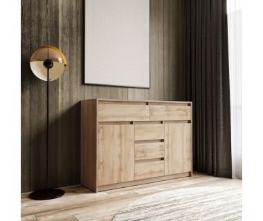 Комод для дому без ручок з 2 дверцятами та 5 ящиками T-227 від Moreli (Морелі) Дуб Сонома/Аппалачі