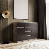 Комод для дома без ручек с 2 дверцами и 5 ящиками T-227 от Moreli (Морели) Бетон/Венге темний