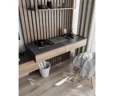 Стіл комп'ютерний підвісний на 2 ящики, письмовий стіл T-222 від Moreli (Морелі) Антрацит/Дуб Сонома