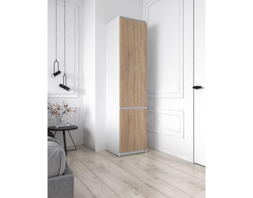 Шафа-пенал зі штангою для одягу Т-218 від Moreli (Морелі) Білий/Дуб Сонома