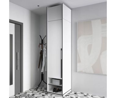 Шкаф распашной со штангой на одну дверку с антресолью R-0002 от Moreli (Морели) Белый