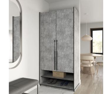 Шафа розстібна на дві двері з полицями та шухлядами R-0003 від Moreli (Морелі) Бетон