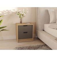 Тумба прикроватная с 2 ящиками в спальню с черными ручками Т-203 от Moreli (Морели) Дуб Сонома/Антрацит