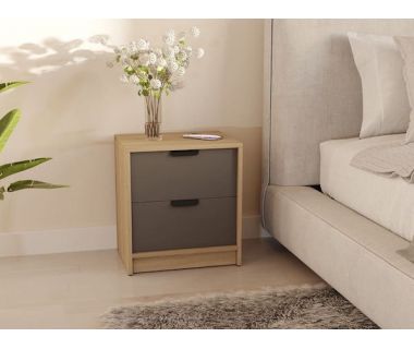 Тумба прикроватная с 2 ящиками в спальню с черными ручками Т-203 от Moreli (Морели) Дуб Сонома/Антрацит Тумба прикроватная с 2 ящиками в спальню с черными ручками Т-203 от Moreli (Морели) Дуб Сонома/Антрацит