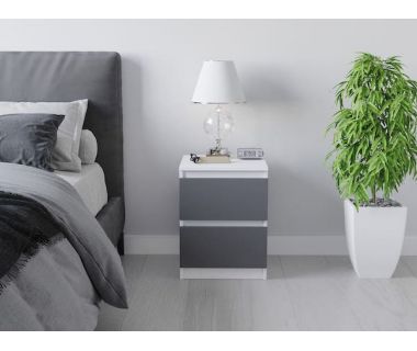Тумба нічна в спальню, з фасадами без ручок Т-225 від Moreli (Морелі) Білий/Антрацит Тумба нічна в спальню, з фасадами без ручок Т-225 від Moreli (Морелі) Білий/Антрацит
