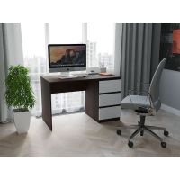 Комп'ютерний стіл, письмовий стіл з трьома ящиками T-224 від Moreli (Морелі) Венге темний/Білий