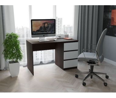 Комп'ютерний стіл, письмовий стіл з трьома ящиками T-224 від Moreli (Морелі) Венге темний/Білий