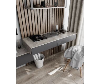 Стол компьютерный подвесной на 2 ящика, стол письменный T-222 от Moreli (Морели) Бетон/Антрацит