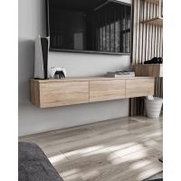 Підвісна тумба під ТВ у вітальню, TV тумба на 3 ящики, тумба під телевізор T-221 від Moreli (Морелі) Дуб Сонома