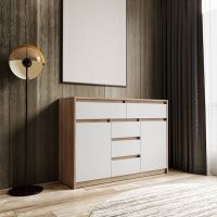 Комод для дома без ручек с 2 дверцами и 5 ящиками T-227 от Moreli (Морели) Дуб Сонома/Белый