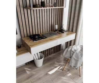 Стол компьютерный подвесной на 2 ящика, стол письменный T-222 от Moreli (Морели) Аппалачи/Белый