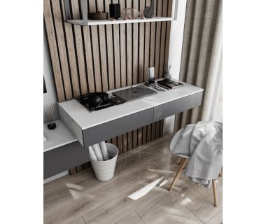 Стіл комп'ютерний підвісний на 2 ящики, письмовий стіл T-222 від Moreli (Морелі) Білий/Антрацит