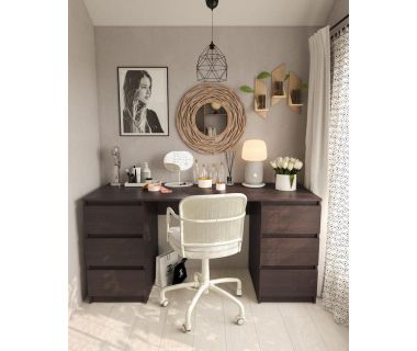 Стол компьютерный с двумя тумбами, стол письменный T-228 Венге темный