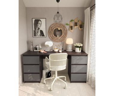 Стол компьютерный с двумя тумбами, стол письменный T-228 Венге темный/Антрацит