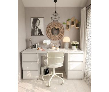 Стол компьютерный с двумя тумбами, стол письменный T-228 Белый