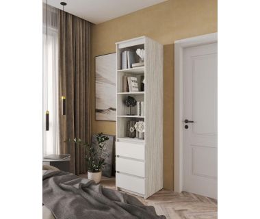 Шкаф-пенал для одежды с ящиками и полками T-219 от Moreli (Морели) Бетон/Белый