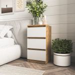 Прикроватная тумба на 3 ящика в спальню T-216 от Moreli (Морели) Аппалачи/Белый