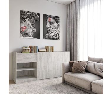 Комод без ручок з двома дверцятами, ящиком та полицями RS-3 Moreli (Морелі) Бетон