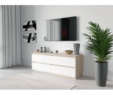 Тумба під телевізор ТВ/ТВ 4 ящики Moreli (Морелі) Т-223 Дуб Сонома/Білий