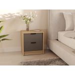 Тумба нічна з 2 ящиками в спальню з чорними ручками Т-203 від Moreli (Морелі) Дуб Сонома/Антрацит