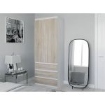 Шкаф распашной с полками для одежды T-210 от Moreli (Морели) Белый/Дуб Сонома