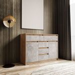 Комод для дома без ручек с 2 дверцами и 5 ящиками T-227 от Moreli (Морели) Аппалачи/Бетон