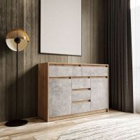 Комод для дома без ручек с 2 дверцами и 5 ящиками T-227 от Moreli (Морели) Аппалачи/Бетон