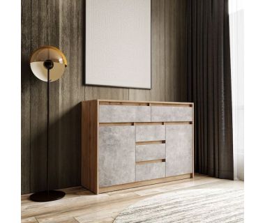 Комод для дома без ручек с 2 дверцами и 5 ящиками T-227 от Moreli (Морели) Аппалачи/Бетон