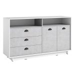 Тумба под телевизор в гостиную, сервант под ТВ K-0002 от Moreli (Морели) Белый/Бетон Стайл