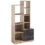 Стеллаж полки для книг и декора с дверцей PA-0003 от Moreli (Морели) Аппалачи/Бетон Темный