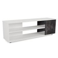 Тумба под телевизор в гостиную, тумба под ТВ, TV тумба LA-0003 от Moreli (Морели) Белый/Бетон Темный