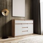 Комод для дома без ручек с 2 дверцами и 5 ящиками T-227 от Moreli (Морели) Дуб Сонома/Белый