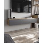 Підвісна тумба під ТВ у вітальню, TV тумба на 3 ящики, тумба під телевізор T-221 від Moreli (Морелі) Аппалачі/Антрацит