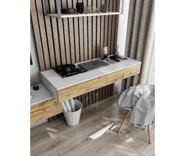 Стіл комп'ютерний підвісний на 2 ящики, письмовий стіл T-222 від Moreli (Морелі) Білий/Аппалачі