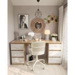 Стол компьютерный с двумя тумбами, стол письменный T-228 Аппалачи/Бетон