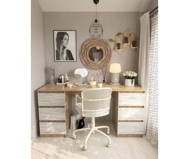 Стіл комп'ютерний з двома тумбами, письмовий стіл T-228 Аппалачі/Бетон