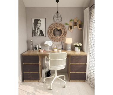 Стіл комп'ютерний з двома тумбами, письмовий стіл T-228 Аппалачі/Венге темний