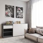 Комод без ручок з двома дверцятами, ящиком та полицями RS-3 Moreli (Морелі) Антрацит/Білий